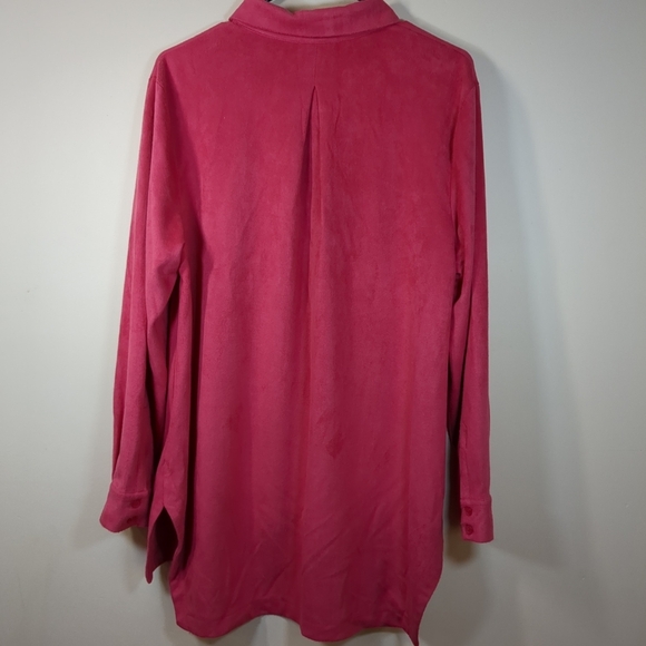 Ravel women's Hi/Lo back long sleeve button down pink shirt, size M - Picture 3 of 8